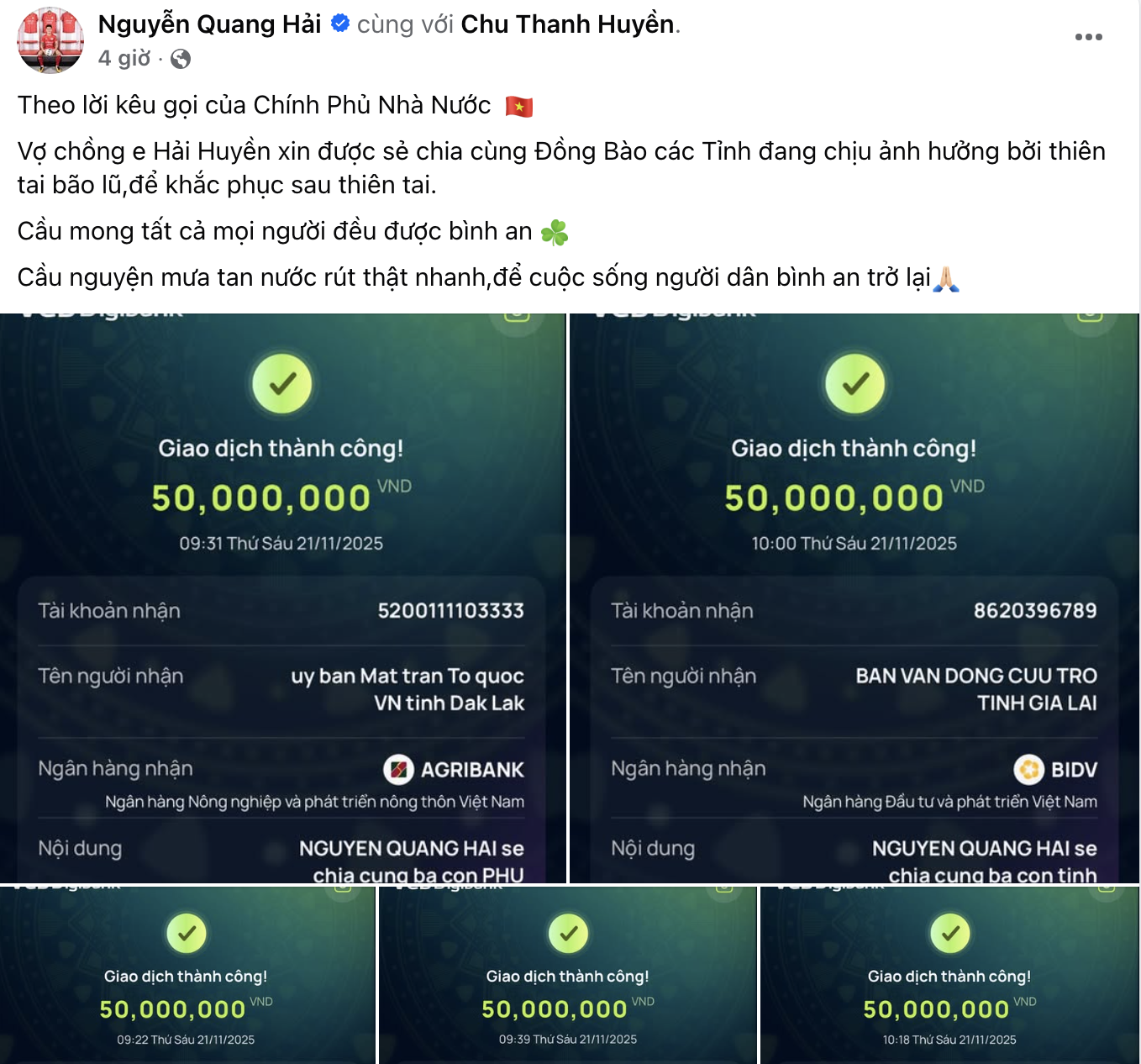 Ấm lòng với hành động của Quang Hải hướng về đồng bào vùng bão lũ 1 Ấm lòng với hành động của Quang Hải hướng về đồng bào vùng bão lũ 1