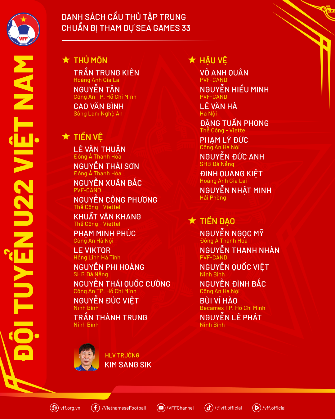 U23 Việt Nam thiếu Đình Bắc ở trận ra quân SEA Games 1