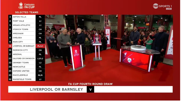 Nguoi ham mo Barnsley da vo cung tuc gian sau khi TNT Sports va Darren Fletcher vo tinh thong bao Liverpool duoc vao thang vong 4 FA Cup.