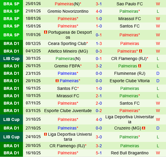 Atletico Mineiro vs Palmeiras
