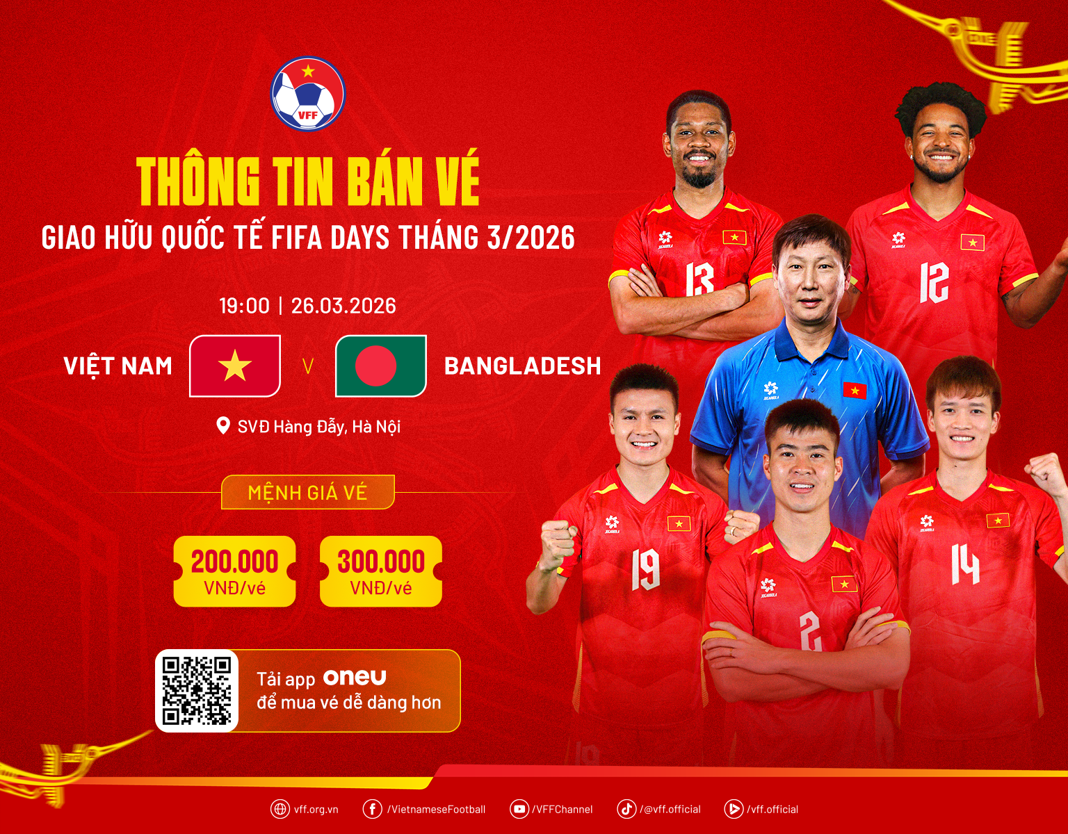 Gia ve tran dT Viet Nam vs Bangladesh tu 200 - 300 nghin dong