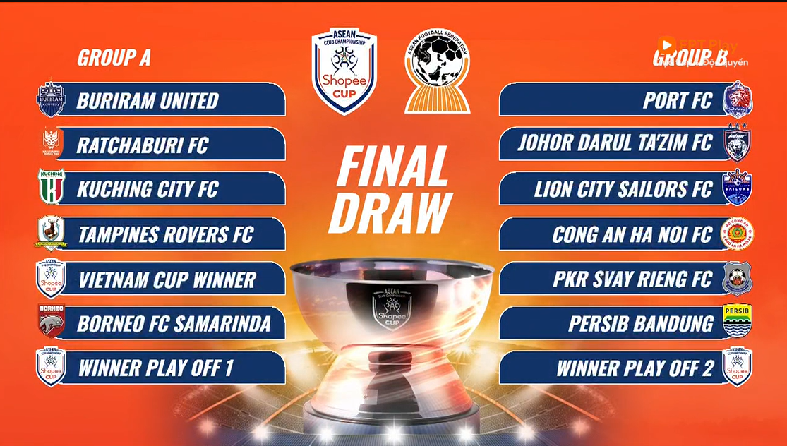 Bốc thăm ASEAN Club Championship Shopee Cup 202627 CAHN vào bảng tử thần 1