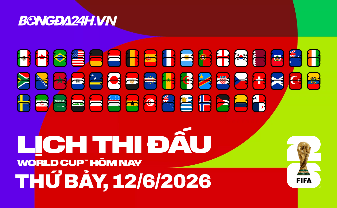 Lịch thi đấu bóng đá hôm nay 12/06/2026