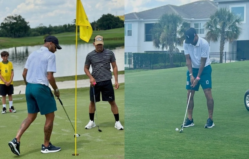Neymar di choi golf sau khi Brazil bi loai khoi vong 1/8 World Cup 2026