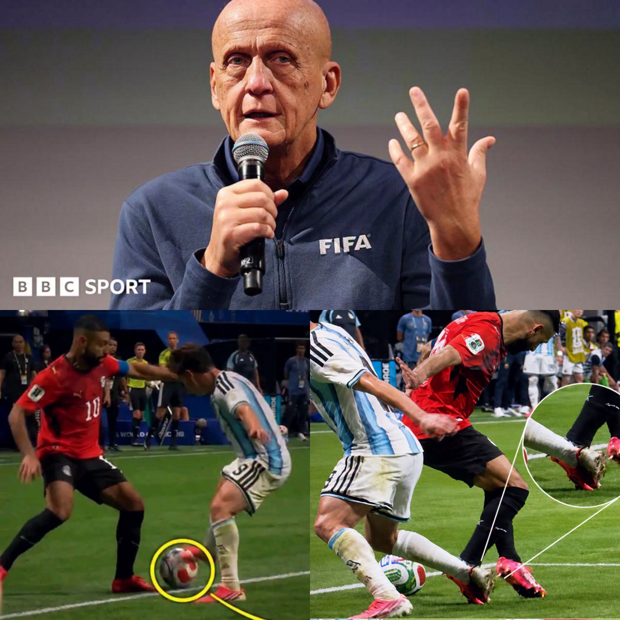 Pierluigi Collina chính thức lên tiếng bảo vệ trọng tài trận Ai Cập - Argentina 1
