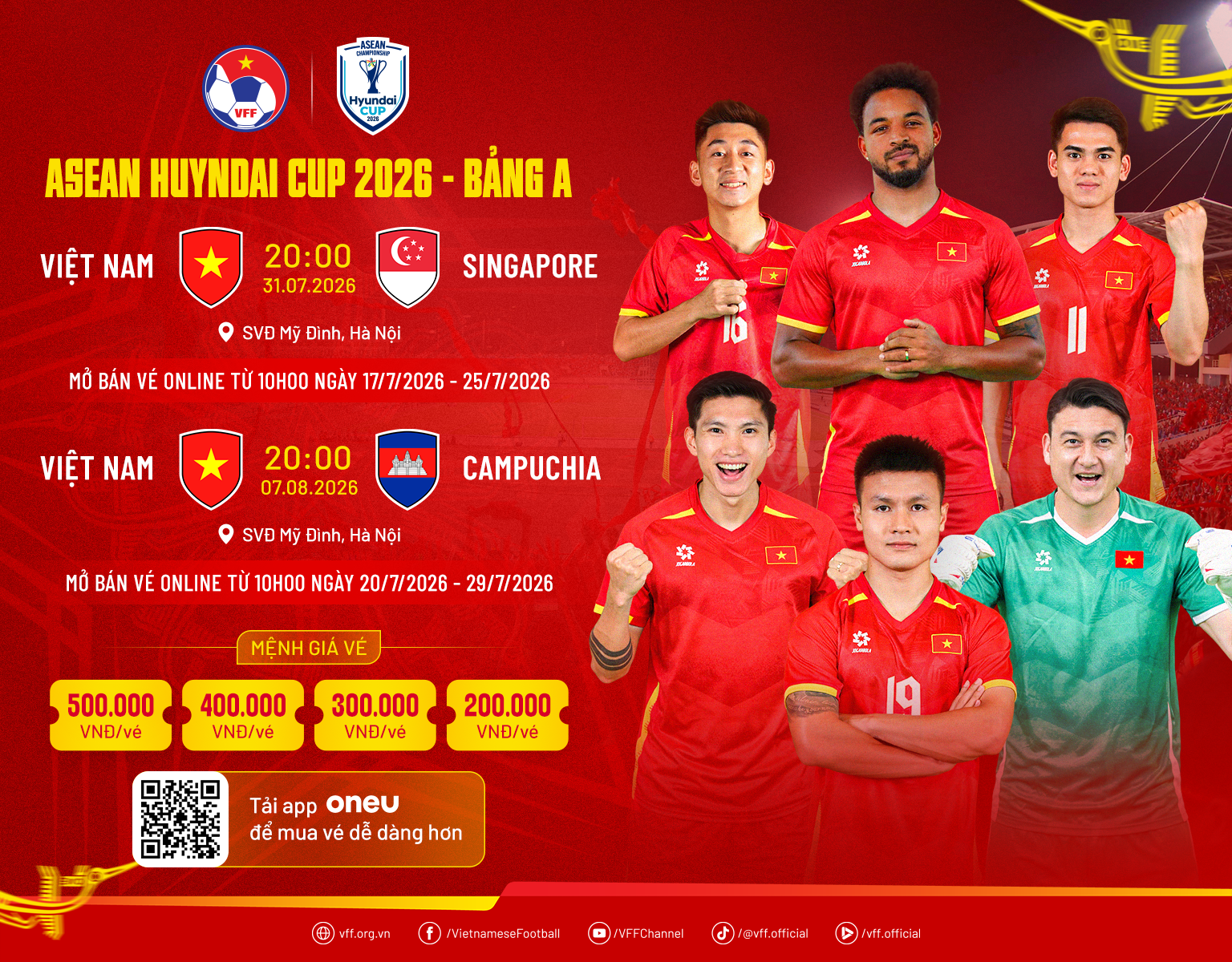 VFF thong bao ke hoach ban ve cac tran dau san nha cua doi tuyen Viet Nam