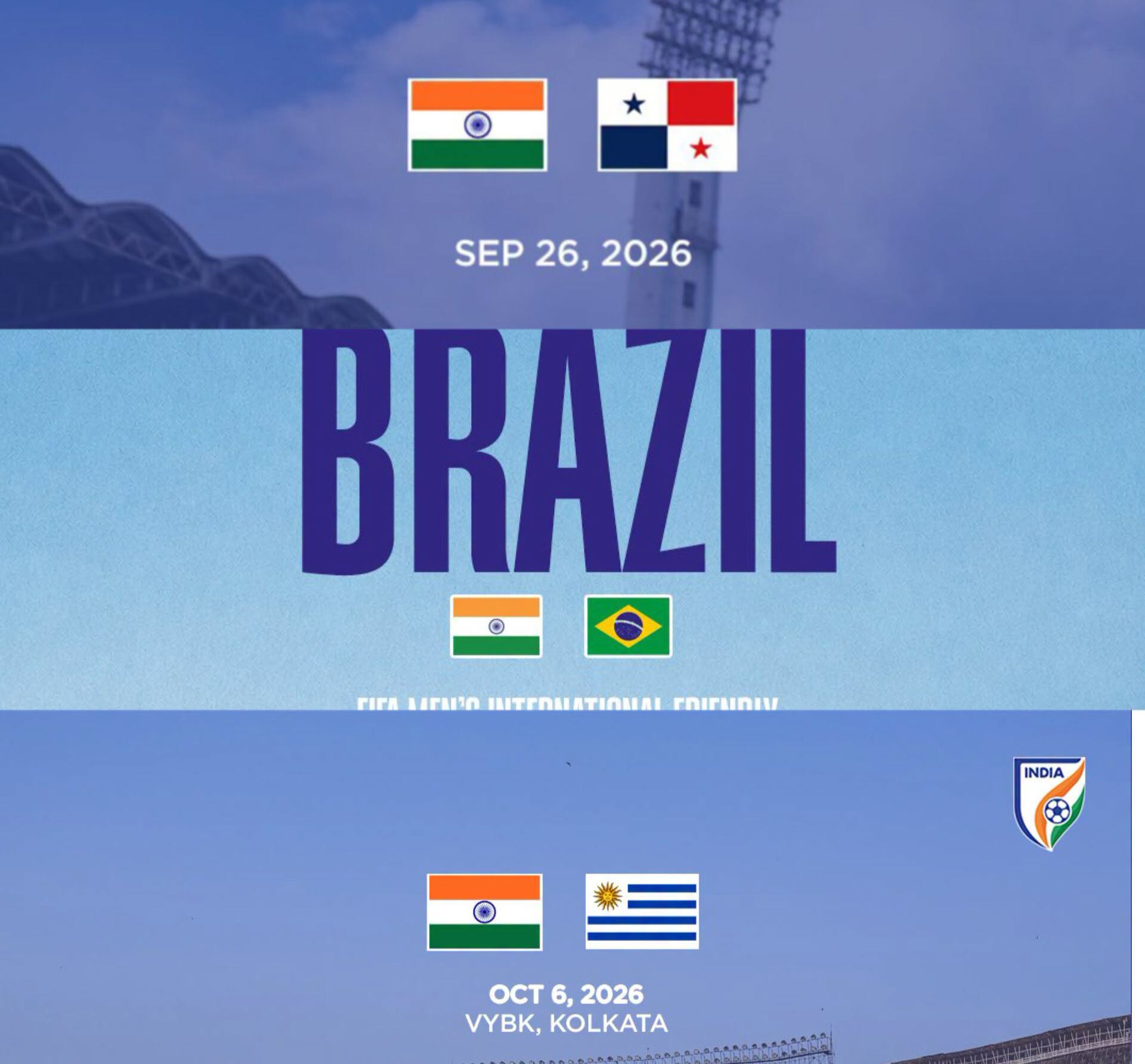 Bỏ FIFA ASEAN Cup 2026, Ấn Độ xác nhận đá giao hữu với Brazil và Uruguay 1