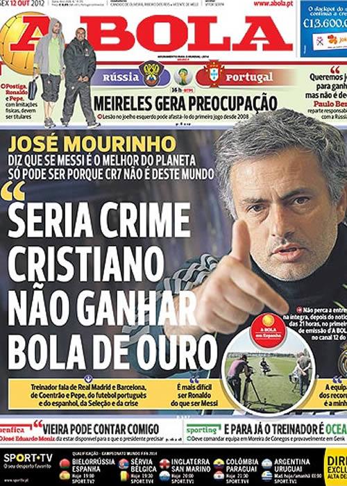 Jose Mourinho: “Nếu Ronaldo không giành QBV thì đó là một tội ác”