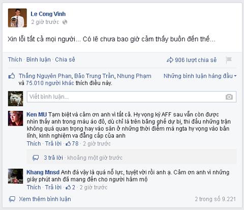 Cong Vinh len tieng xin loi nguoi ham mo sau tran thua cua DT Viet Nam hinh anh 2