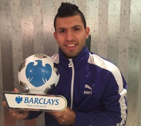 Sergio Aguero nhận giải cầu thủ xuất sắc nhất Premier League tháng 11