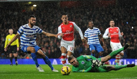 Sanchez thăng hoa, Pháo thủ khép lại Lễ Tặng quà bằng thắng lợi sát nút trước QPR