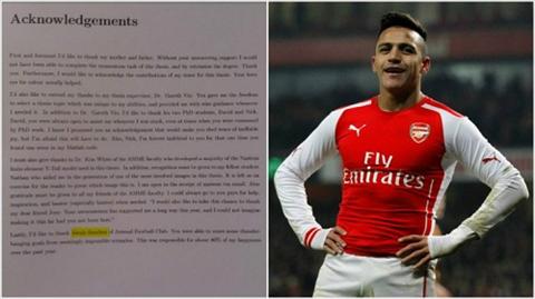 Tên Alexis Sanchez xuất hiện trong luận văn tốt nghiệp của fan cuồng