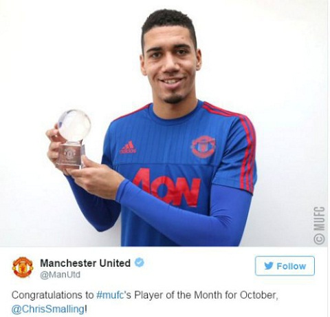 Chris Smalling tiếp tục được vinh danh!