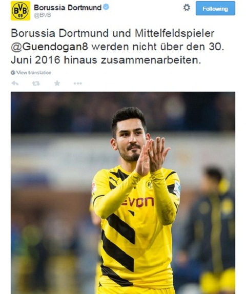 M.U và Arsenal chú ý: Gundogan CHÍNH THỨC rời Dortmund