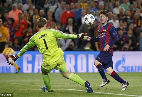 Lionel Messi lap cu dup trong tran Barca 3-0 Bayern   hinh anh