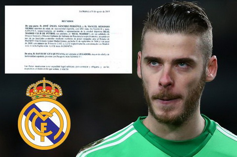 Hé lộ bản hợp đồng hụt giữa De Gea và Real Madrid