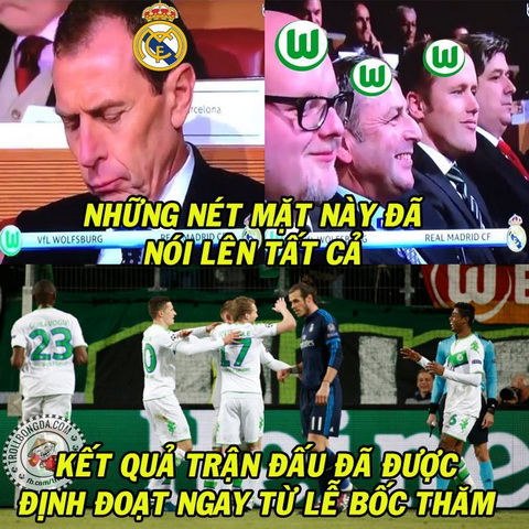 Loạt ảnh chế hài hước về thất bại của Real Madrid trước Wolfsburg anh che bong da hai huoc