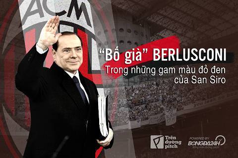 “Bố già” Berlusconi: Trong những gam màu đỏ đen của San Siro