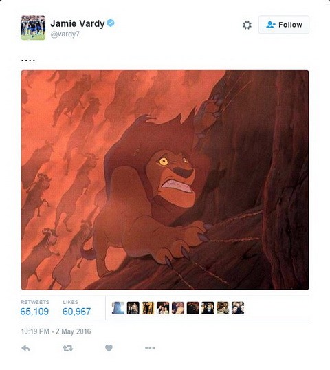 Tiền đạo Vardy chế nhạo kẻ thất bại Tottenham trên MXH