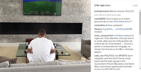 Tien dao Benzema lui thui xem Euro 2016 thi dau qua TV hinh anh