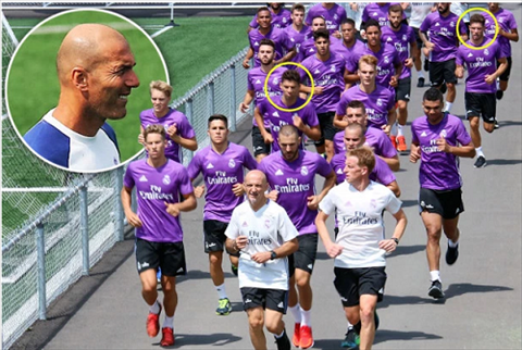 Hai quý tử nhà Zidane luyện tập hăng say cùng đội một Real Madrid