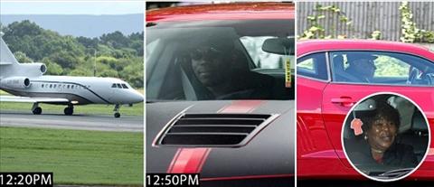 Bom tấn Pogba cưỡi chuyên cơ và siêu xe sang Manchester
