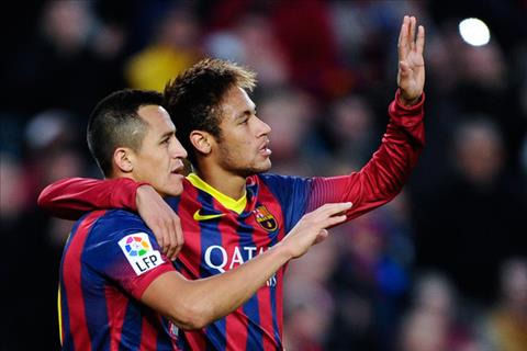 Sanchez va Neymar trong mau ao Barca