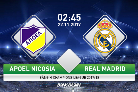APOEL Nicosia vs Real Madrid (2h45 ngày 22/11): Chiến thắng giải tỏa?
