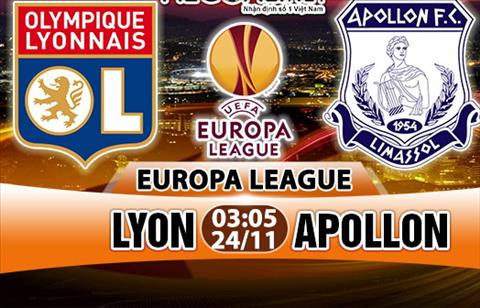 Nhận định Lyon vs Apollon 3h05 ngày 24/11 (Europa League 2017/18)