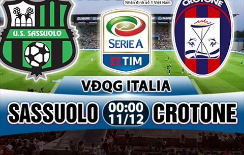 Nhận định Sassuolo vs Crotone 00h00 ngày 11/12 (Serie A 2017/18)