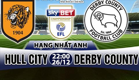 Nhận định Hull vs Derby County 22h00 ngày 26/12 (Hạng Nhất Anh 2017/18)
