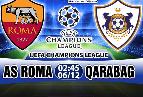 Nhạn dịnh Roma vs Qarabag 02h45 ngày 612 (Champions League 201718) hinh anh
