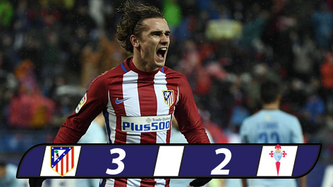 Atletico Madrid 3-2 Celta Vigo: Ngược dòng nghẹt thở
