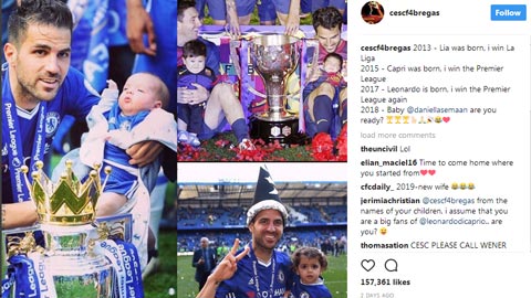 Tiền vệ Fabregas: Cứ thêm con là thêm... chức vô địch