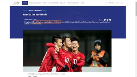 LĐBĐ châu Á tiếp tục mắc sai sót liên quan tới U23 Việt Nam