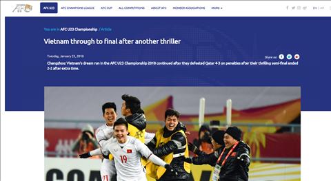 Trang chủ AFC: U23 Việt Nam vào chung kết như bộ phim kinh dị