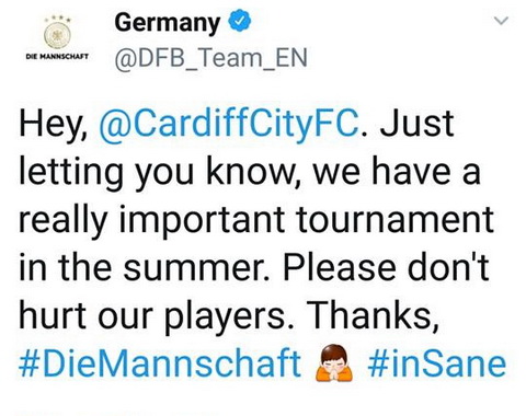 Trước cuộc đối đầu giữa Cardiff vs Man City, LĐBĐ Đức đã dự báo điềm xấu về Leroy Sane Truoc cuoc doi dau giua Cardiff vs Man City, LDBD Duc da du bao diem xau ve Leroy Sane