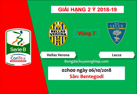 Nhận định Verona vs Lecce 02h00 ngày 6/10 (Hạng 2 Italia 2018/19)