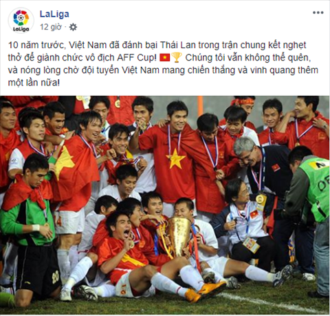 Trang chủ giải La Liga chúc mừng ĐT Việt Nam vào bán kết AFF Cup  hình ảnh