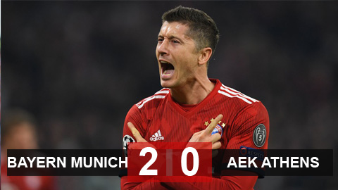 Bayern Munich 2-0 AEK Athens: Lewandowski lập cú đúp, Hùm xám tiến sát vòng 1/8