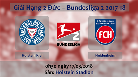 Nhận định Holstein vs Heidenheim 00h30 ngày 17/3 (Hạng 2 Đức 2017/18)