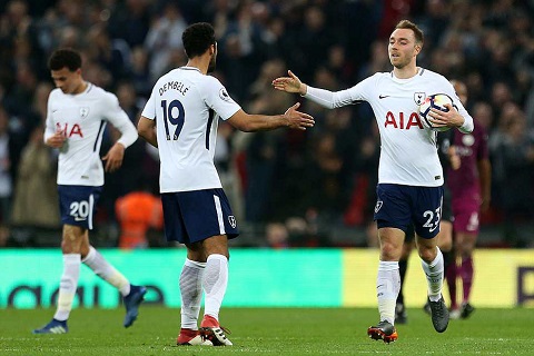 Tottenham vs Man City 1-3 Chu nha thi dau te o tran nay, va chi co 1 ban go do cong Eriksen