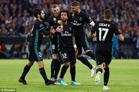 Thống kê Bayern Munich 1-2 Real Madrid: Marcelo ăn mừng bàn thắng