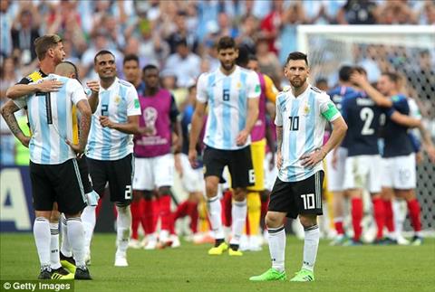 Lionel Messi va cac dong doi than tho sau khi Argentina thua Phap.