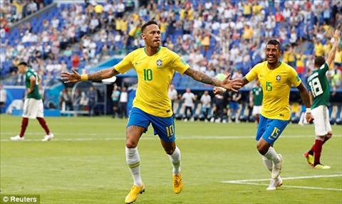 Neymar ghi ban mo ti so cho tran dau, cung la ban thu 227 cua DT Brazil trong lich su World Cup.