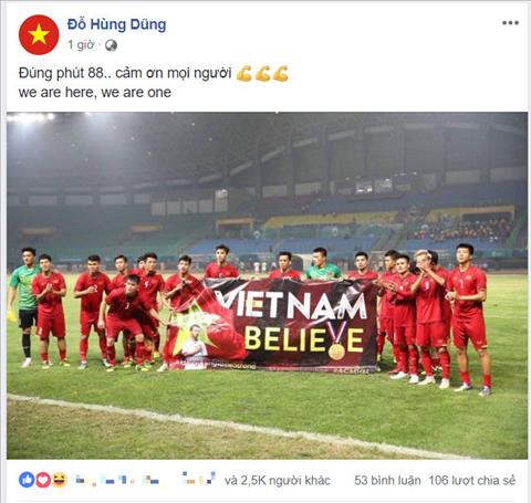 Hung Dung xuc dong vi tinh cam cua dong doi tai Olympic Viet Nam.