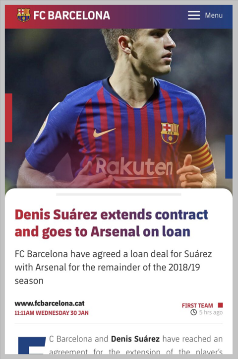 Barca xác nhận Denis Suarez tới Arsenal nhưng hình ảnh