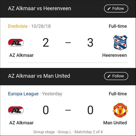 AZ Alkmaar vs MU Đội bắt MU chia điểm còn không bằng Heerenveen hình ảnh