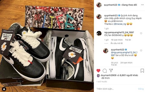Người yêu Đỗ Duy Mạnh khoe sở hữu giày hoa cúc của G-Dragon hình ảnh