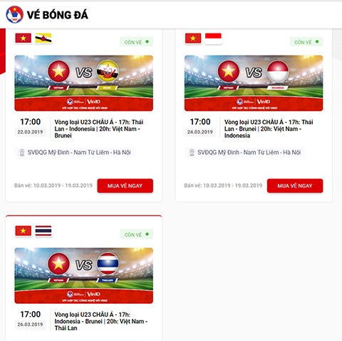 Không xảy ra tình trạng sốt vé xem U23 Việt Nam đá vòng loại hình ảnh